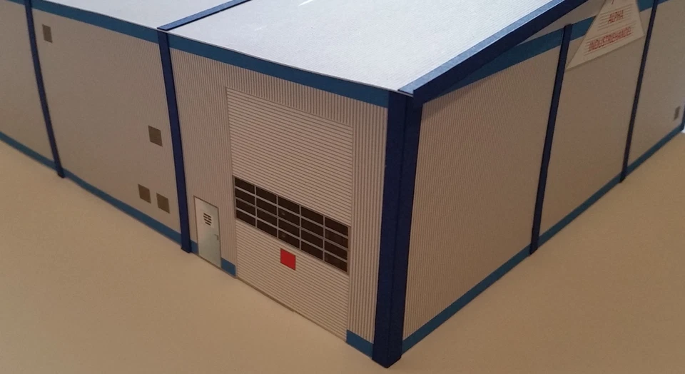 HO/1:87 Gewerbehalle /Industriehalle Werkhalle Kartonmodellbausatz - Bild 4 von 4