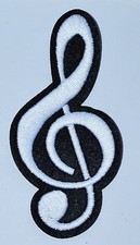 100x TREBLE G CLEF MUSICAL NOTE BAND MUSIC IRON ON PATCH  4.8 10cm