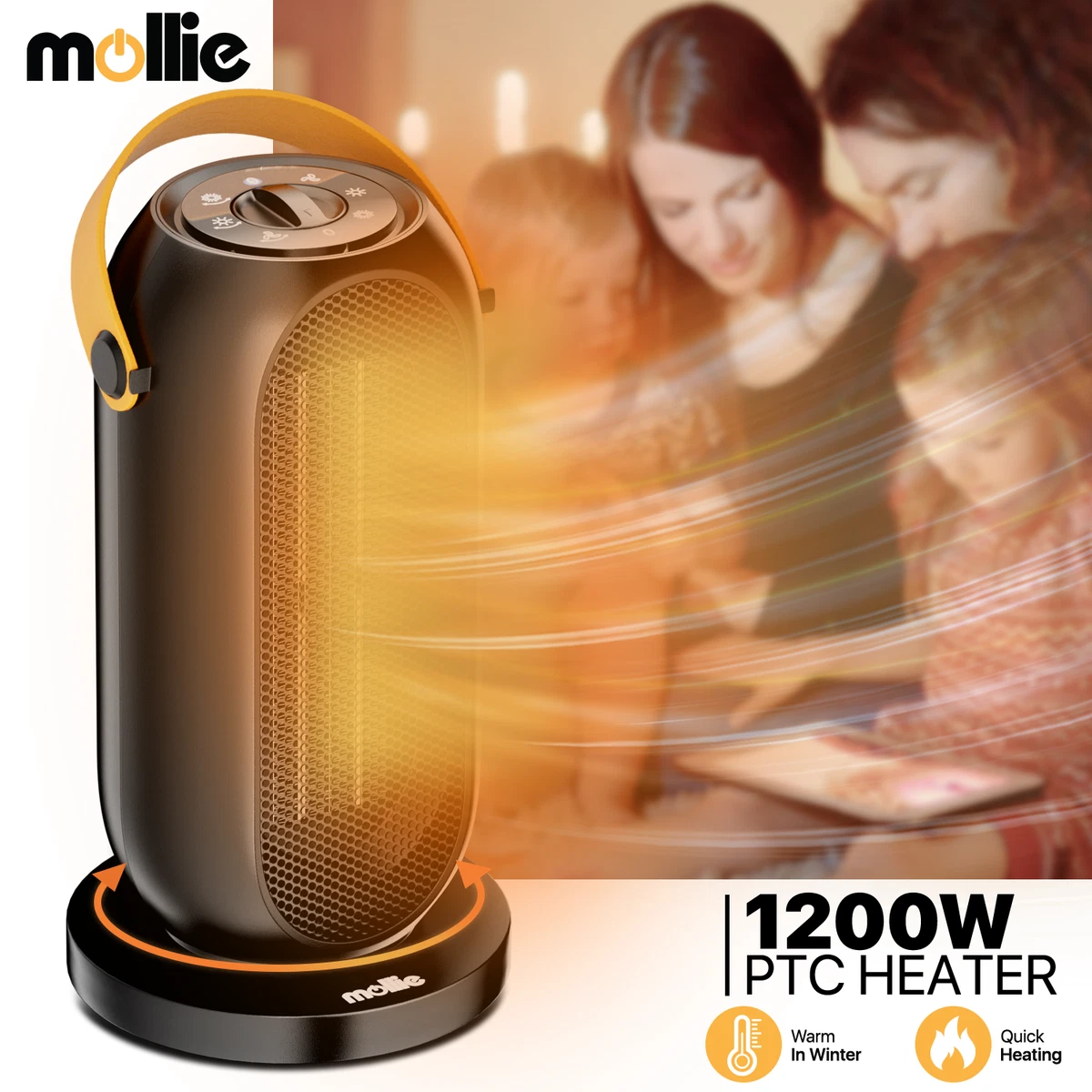 1200W [OSCILLATING+AIR FILTER] Over-Tip Protection Electric Ceramic Space  Heater | eBay