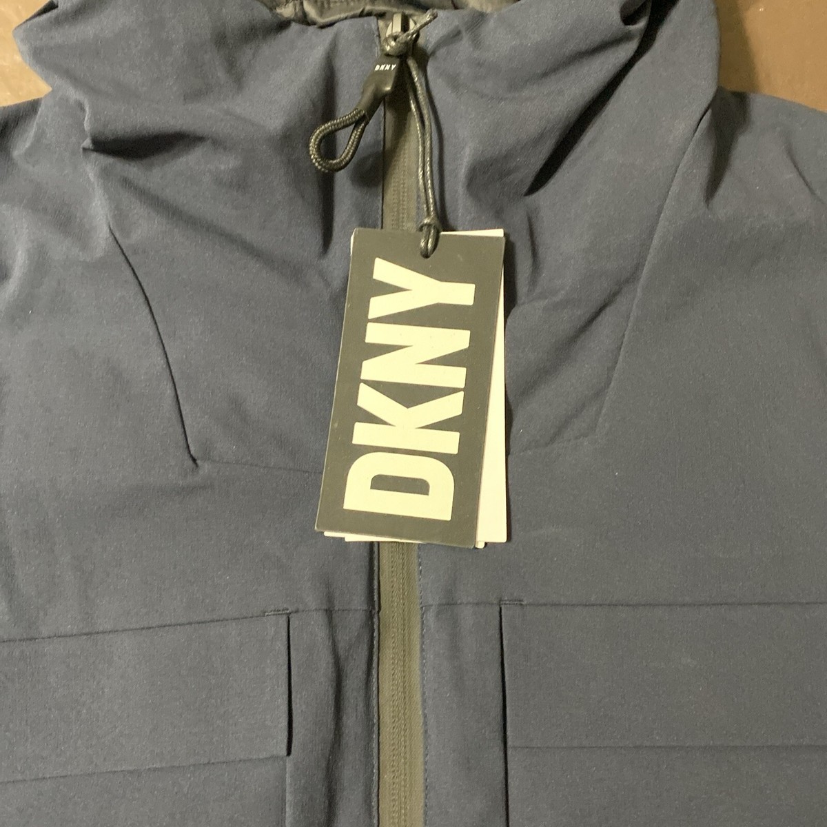 Mens Trench Coat DKNY Men's Performance Tech Hooded Storm Coat