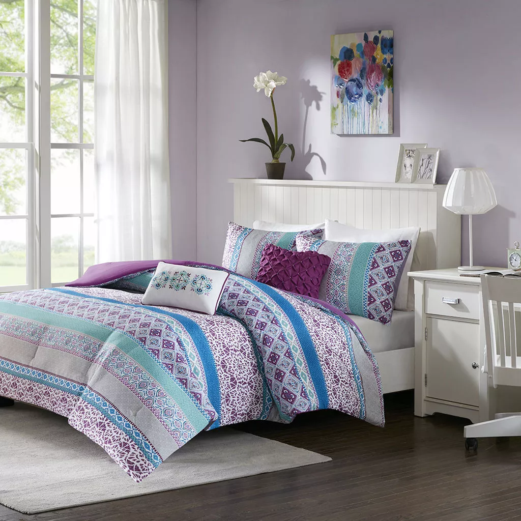 Teal and purple comforter deals