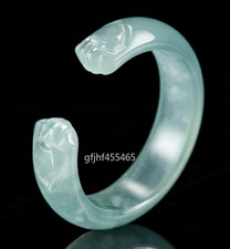Certified Natural A Jadeite Ring Women Men Blue Water Cat's Claws Band Open Ring