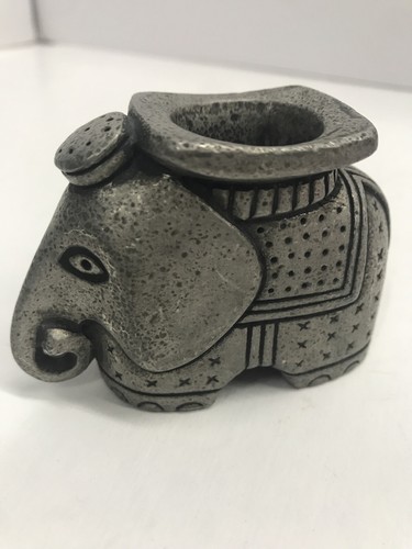 Elephant Candlestick /Toothpick Holder Solid Fine Pewter Signed Depenbrock - Picture 4 of 11