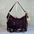 Michael Kors Presley MD Hobo Shoulder Crossbody Suede Leather Bag Dark Brown