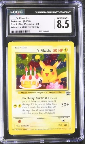 CGC 8.5 ____'s Birthday Pikachu 2000 Black Star Promos 24 Holo Pokemon Card