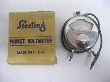 Antique 1916 STERLING No. 37A Pocket Voltmeter with Box 0 - 2 Volt & 0 - 50 Volt