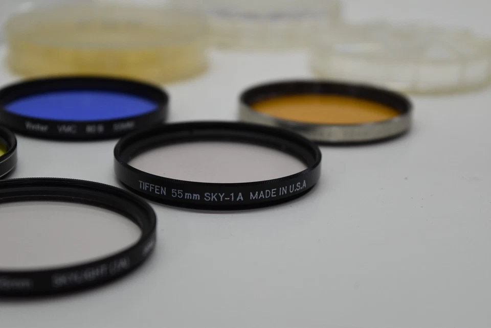 Lot of 6 55mm Lens Filters Tiffen Vivitar Skylight Yellow Blue Orange Sky 1A - Image 4 of 4