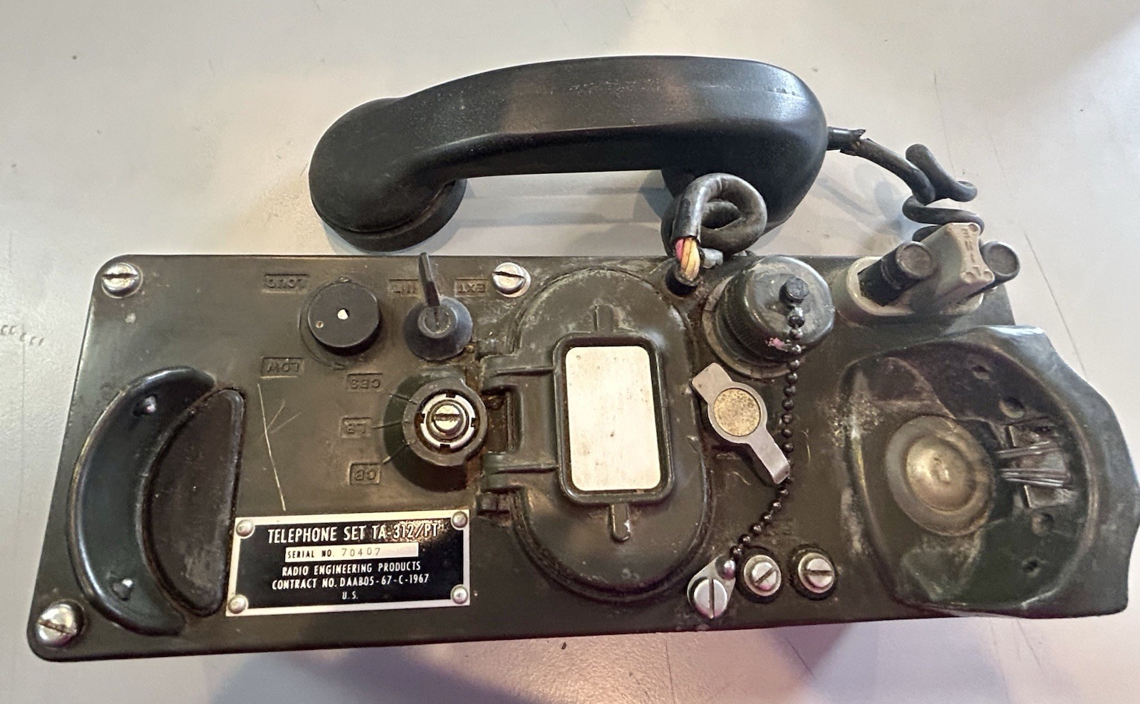 Vintage US Army Field Telephone Set TA-312/PT Military Radio