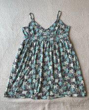 Y2K Old Navy/ Light Blue/ WhiteFloral V-Neck Asjustable Straps Sundress X-Large