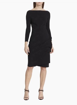 Chiara Boni La Petite Robe Cassandre Wrap Effect Boatneck Dress Black Size 16/52