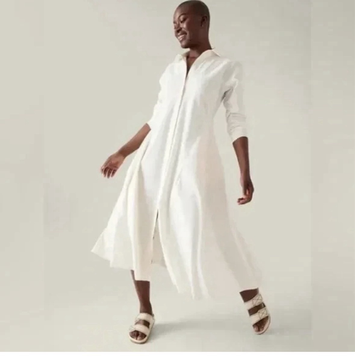 Athleta Cosmic Layer Dress in Magnolia White Sz S Travel Minimalist Capsule Work