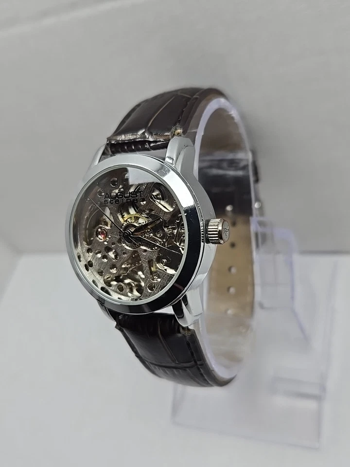 August Steiner AS8033SS Skeleton Automatic Self Winding Silver Tone Unisex Watch - image 2 of 4