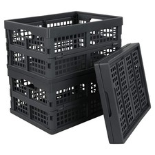 Idotry 3-PACK 15 L Plastic Stacking Folding Storage Crates, Stackable Collaps...