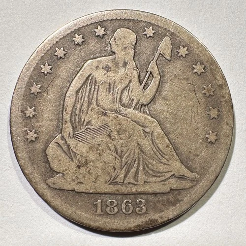 1863-S Seated Liberty Half Dollar Silver Better Date Album Coin Graffiti