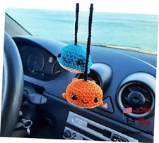 Crochet Whale Home  Office Decor, Car Charm Set  Handmade Cute Amigurumi Sea