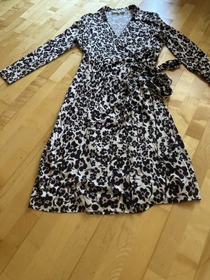 Diane von Fürstenberg Kleid Wickelkleid Seidenjersey 100% Seide Gr. L 38/40 TOP