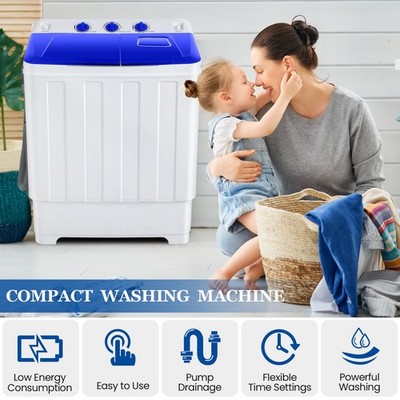 Semi-automatic Twin Tubs 2 IN 1 Washing Machine 30lbs Home Clothing Top-Load NEU
