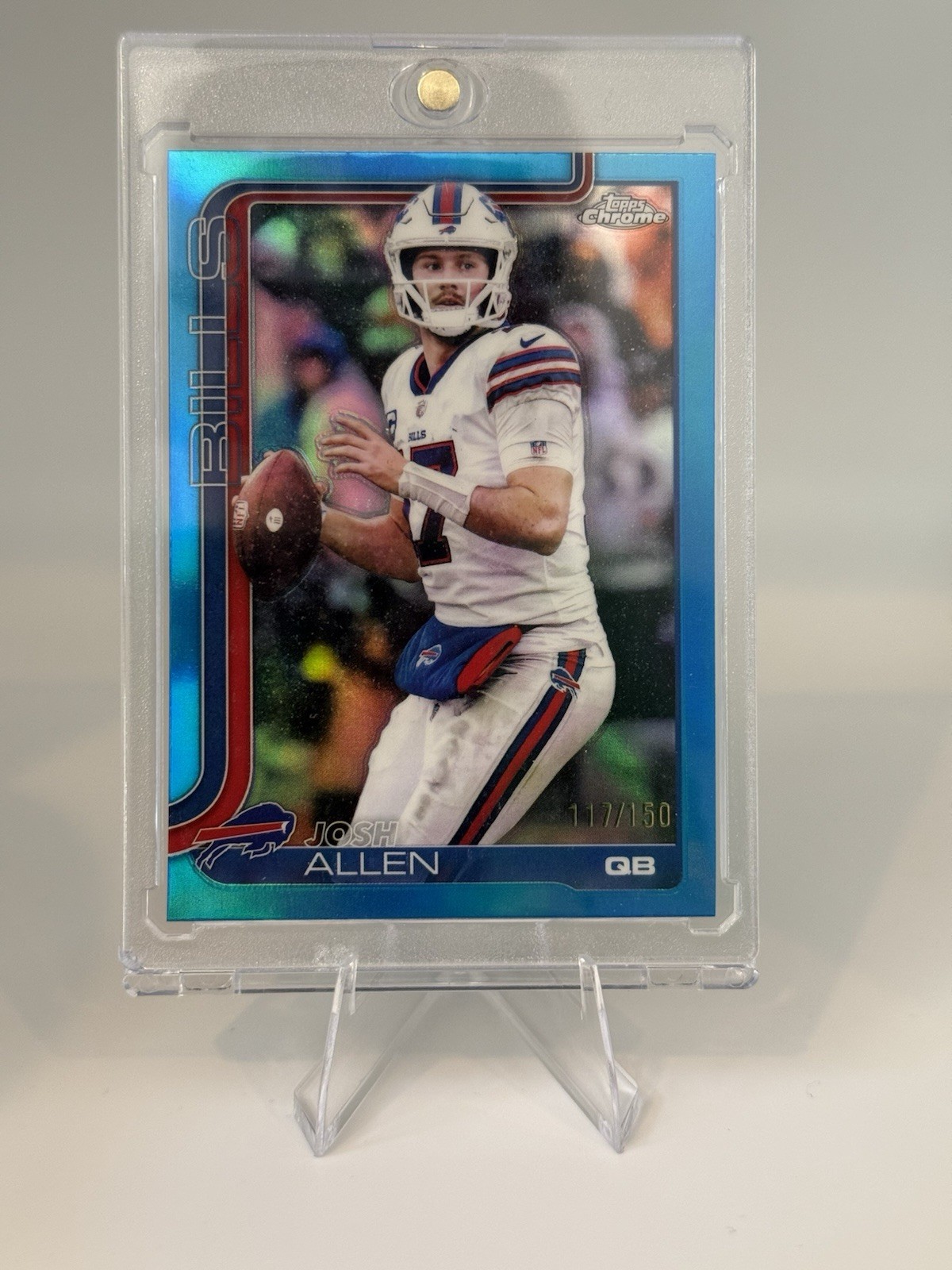 2025 Topps Chrome Josh Allen #34 Blue Refractor / 150 Buffalo Bills NFL