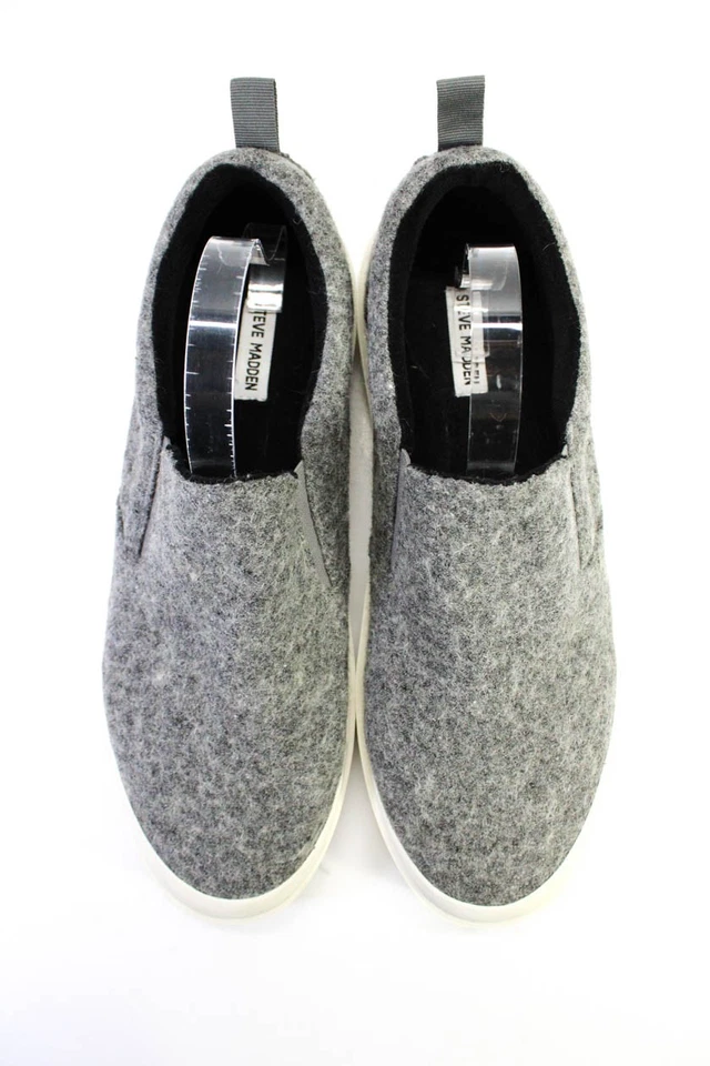 Steve Madden Mens Woven Fabric Elastic Flat Slip On Sneakers Gray White Size 13 - Image 2 of 4