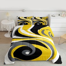 Yellow Grey White Geometric Comforter Set for Boys Girls Geometric Comforter ...
