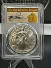 2019 Silver Eagle PCGS MS70 First Day of Issue Cleveland Signed Designer Label