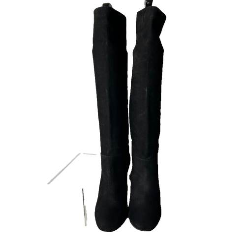 Schutz Jureci Tall Boots Women's Size 8 B Black Suede Leather Block Heeled - Picture 2 of 11