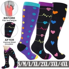 Women Men Anti-Fatigue Compression Knee High Socks 15–20 Stockings S/M/L/XL