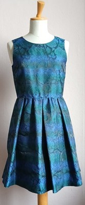 MAX&CO  KLEID GR.38 BLAU GRÜN INNENFUTTER OHNE ARM RELIEFSTOFF BLUMEN UNGETRAGEN