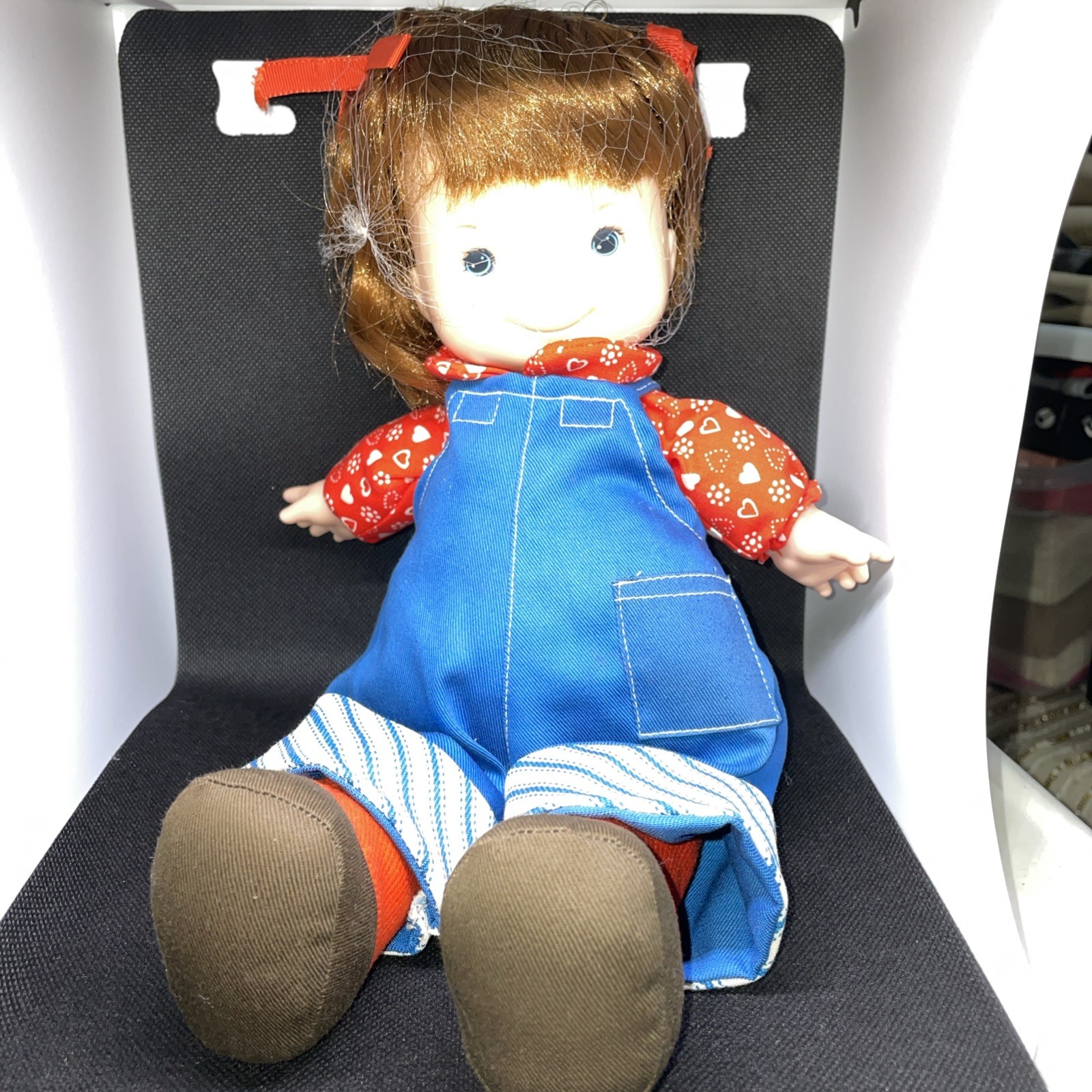 My Friend Audrey Lapsitter 203 Doll Fisher Price 13"  VTG 1973 Freckles Overalls