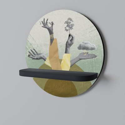 EARTH ELEMENTS Rundes Regal Schwarz