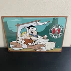 VINTAGE SINCLAIR FLINTSTONES DRIVING GASOLINE MOTOR OIL PORCELAIN SIGN