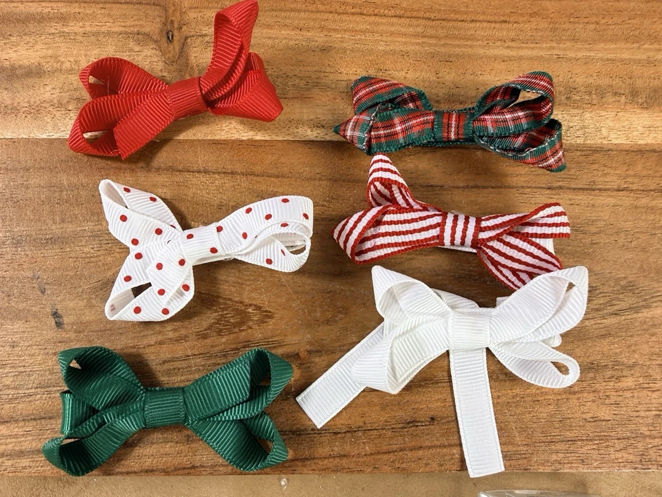Mud Pie Bitty Mini Hair Bows NEW Set of 6 Christmas - Image 4 of 4