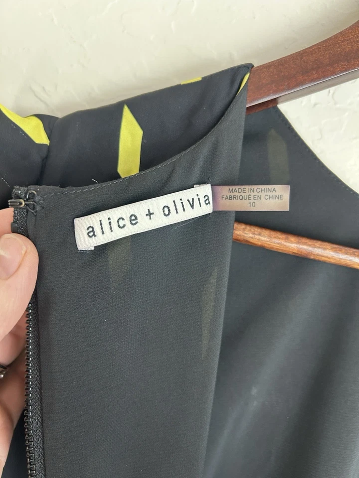 Алиса + Оливия Беатрикс Puff рукав Shift платье 10 оборки вечеринки дизайнер  - Изображение 4 из 4