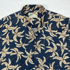 Paradise Found Hawaiian Shirt XL Blue Palm Trees Tom Selleck Magnum PI Vtg 80s