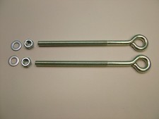 Folded Straining Eye Bolts With Nuts & Washers M8x150 pack 2, steel zinc plated