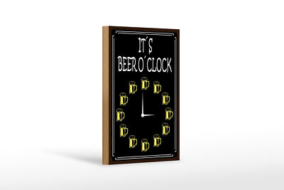 Holzschild Spruch 12X18 cm it´s Beer o´clock Bier Alkohol Deko Schild