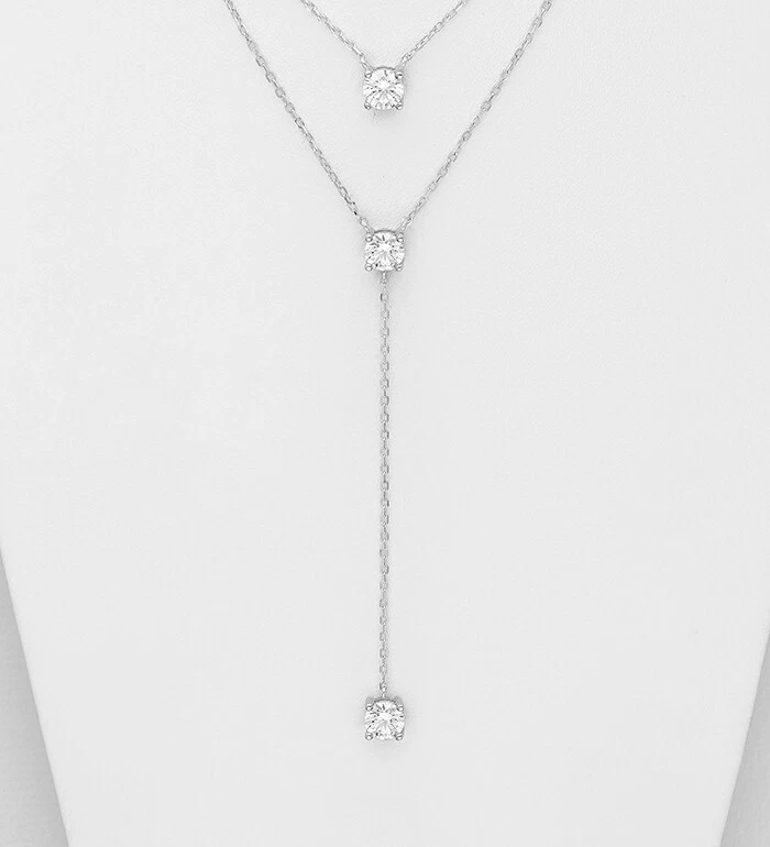 Gargantilla de plata de ley 925 decorada con circonita cúbica y chapada con rodio