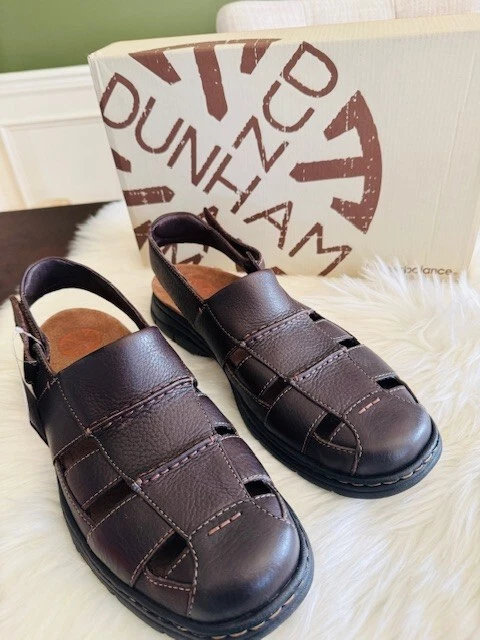 NEW BALANCE Dunham sandalo uomo pescatore pelle marrone punta chiusa NUOVO $110 Monterey 11 5 US