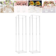 2pcs Tall Elegant Decorative Vase Column Acrylic Flower Stand Display Wedding