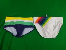 Lot Of 2 UXH Men's Size XL Swim Briefs Padded Pouch Enhancing Club Rainbow Disco