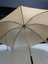 Vintage Beige Christian Dior Umbrella with Wooden Handle made in Italy
