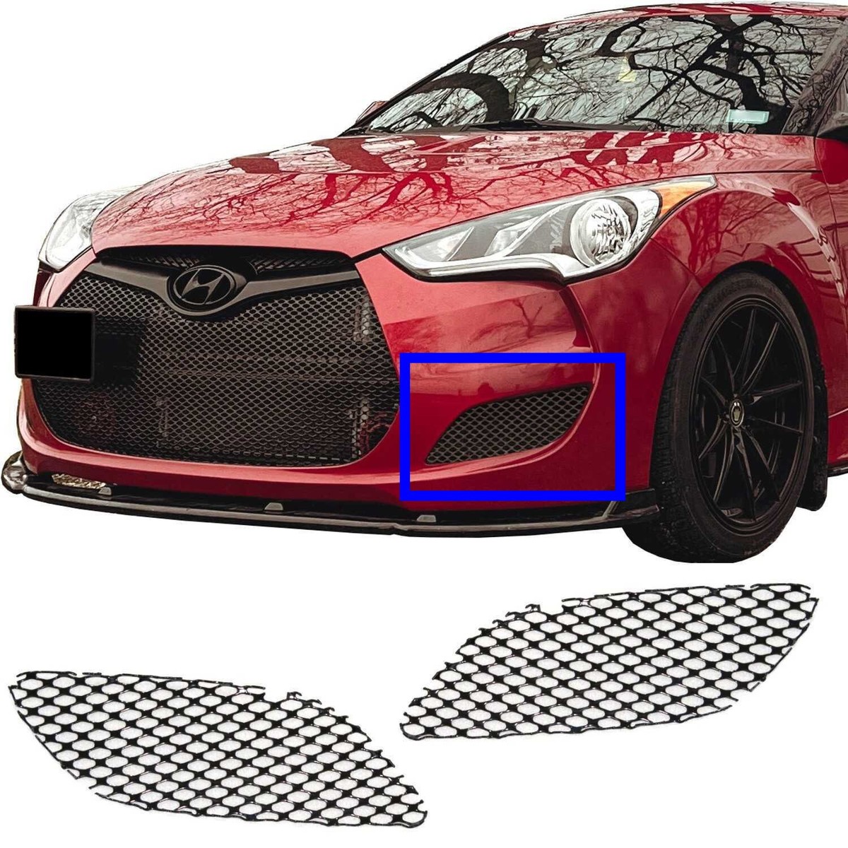 Grille For 2012-2017 Hyundai Veloster Textured Black Shell and Insert