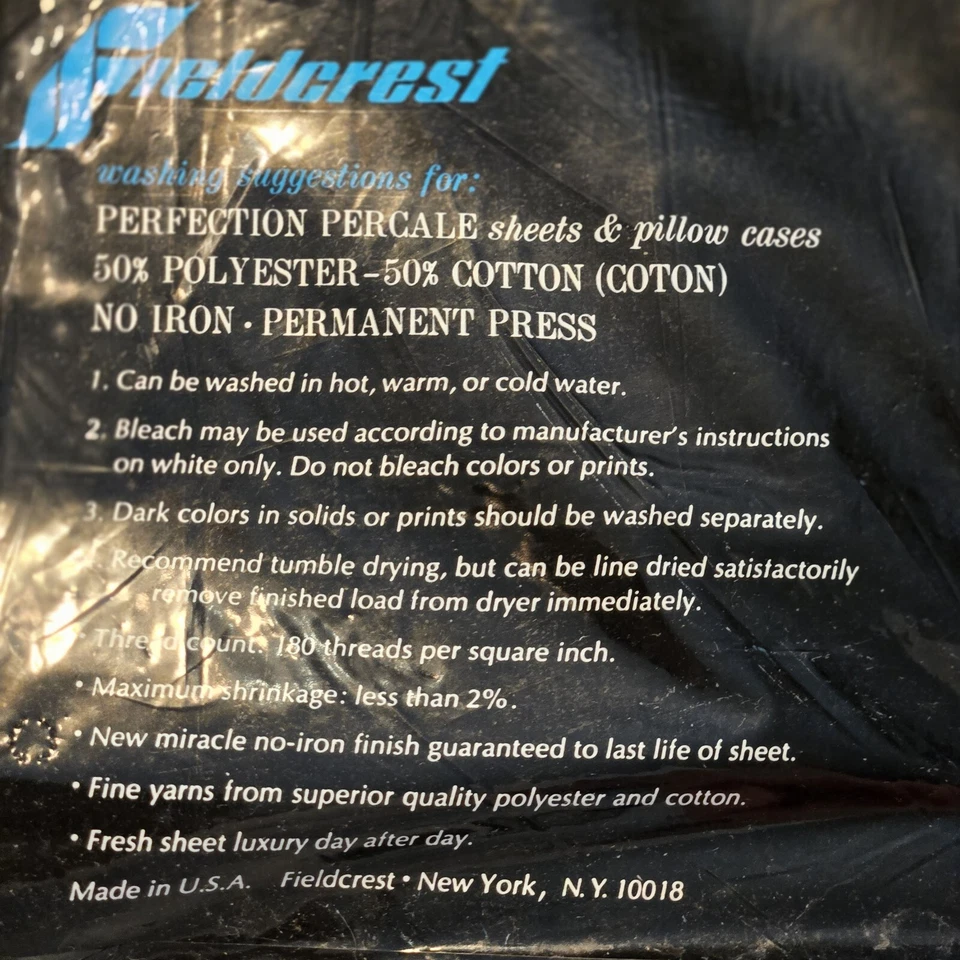 Vintage NOS Fieldcrest French Ribbon Queen Flat Sheet Floral Stripe Pink Purple - Image 4 of 4