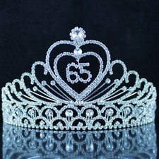 65th 65 Sixty Five Year Old Birthday Party Tiara Hair Crown With Side Combs T65