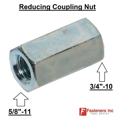 #ad #ad 3 4quot; 10 x 5 8quot; 11 Hex Threaded Rod REDUCING Coupling Nut Female Zinc 1quot;W 1.5quot;L $322.81