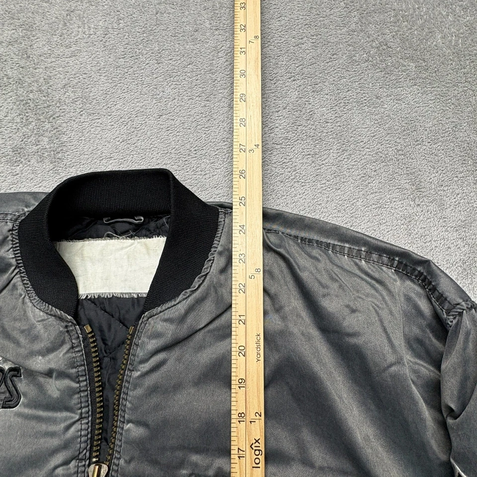 Vintage Los Angeles Raiders Bomber Jacket Nutmeg Mens Medium Gray NFL Football - Image 3 of 4