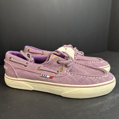 Guy Harvey Womens Canvas Boating Shoes Size 6 Us 36 Eur Purple Non Slip Lace Up 