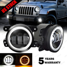 Pair 4 Inch Led Fog Lights Front Bumper Driving Lamps For Jeep Wrangler Jk Jl Jt
