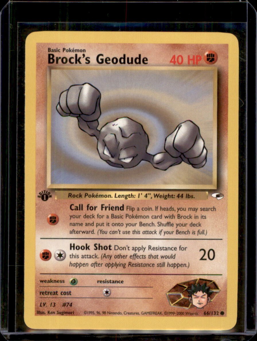 Brock's Geodude 66/132 1st Edition Gym Heroes Pokemon Card - Near Mint