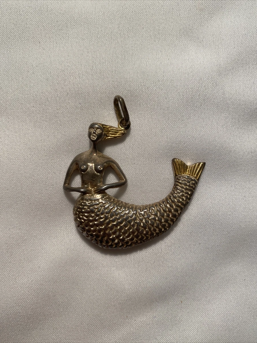 RARE Vintage Sergio Bustamante 925 Signed Mermaid Pendant